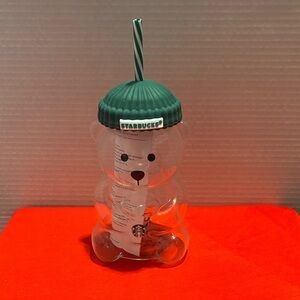 Starbucks Clear Bear Tumbler with Green Lid